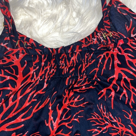 NWT Michael Kors 'Latana' Cotton Cover-Up Maxi Dress ~ in Navy and Coral Red - Picture 12 of 16